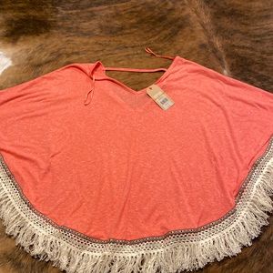 Red camel poncho style top size small